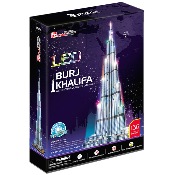 CubicFun - Burj Khalifa (UAE) with LED lights (L133h)