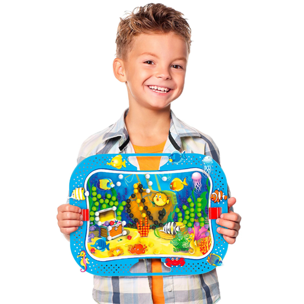 Quercetti – Ocean Fun Fish & Pegs – Jeu De Mosaïque éducatif – 300 Clous, 6 Couleurs – Fonds Marins – Dès 4 Ans – Fabriqué En Italie